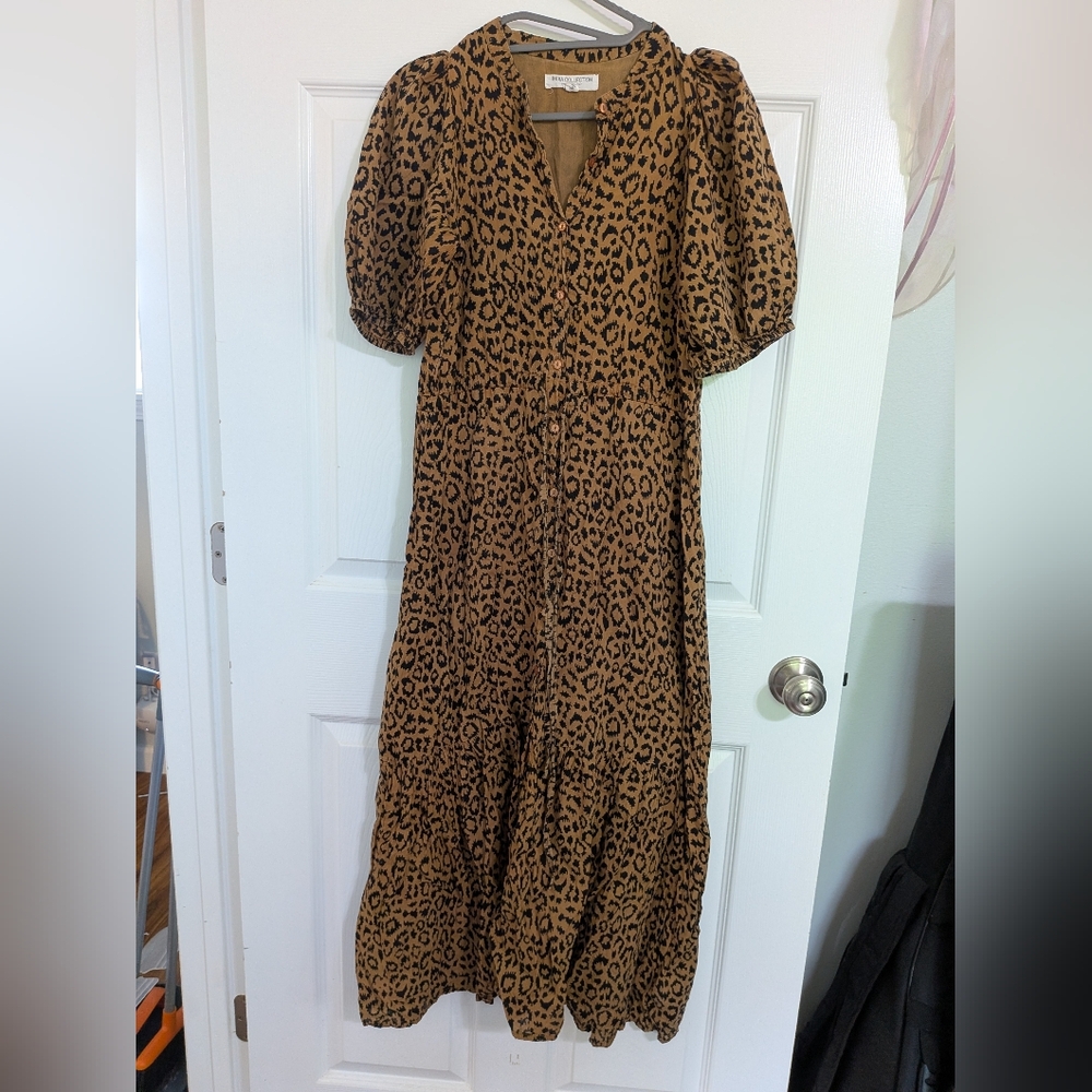India Collection Leopard Print Maxi Dress Size Small